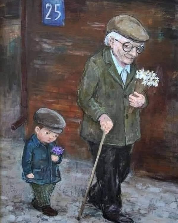 imagen abuelo y nieto reflexionando